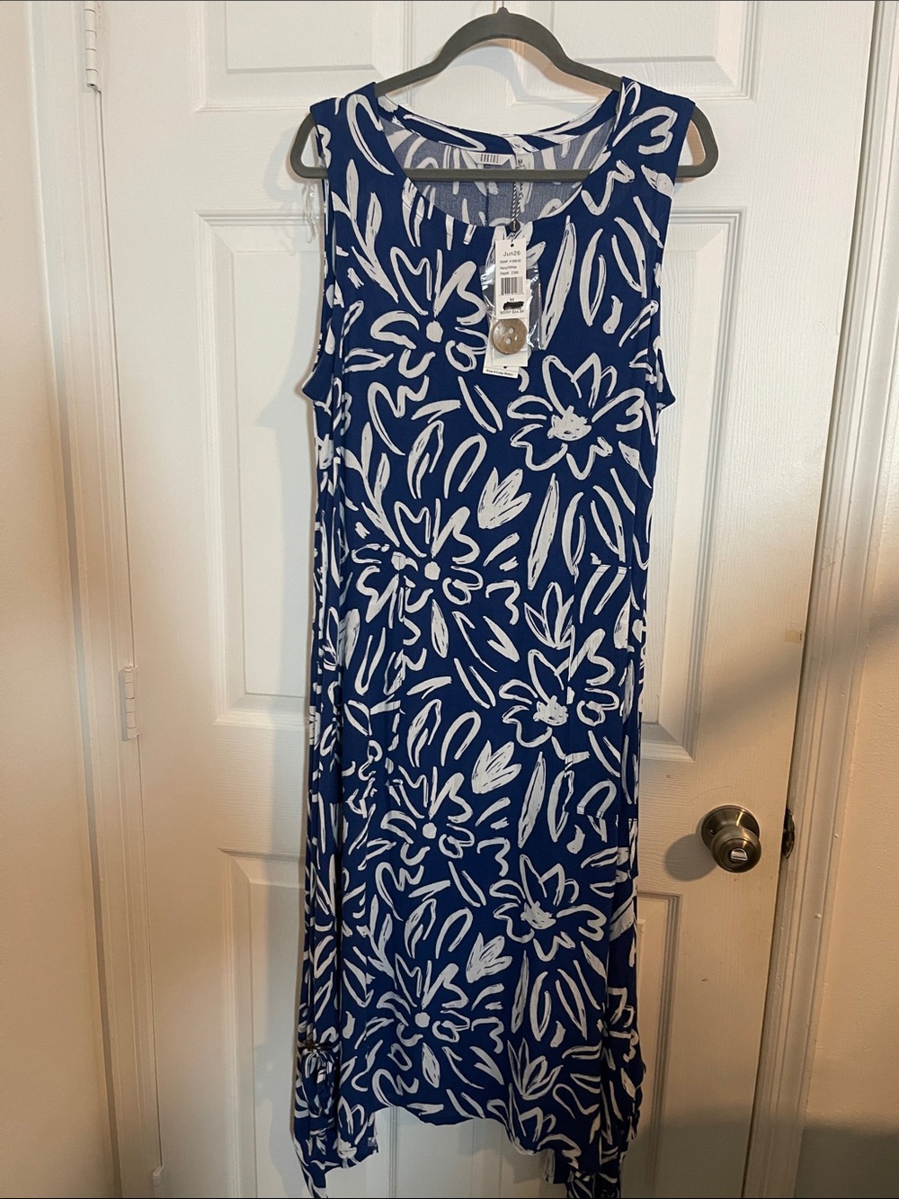 Kaktus Navy and White Floral Maxi Dress